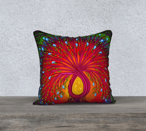 Square pillow art-printed, multicolored.